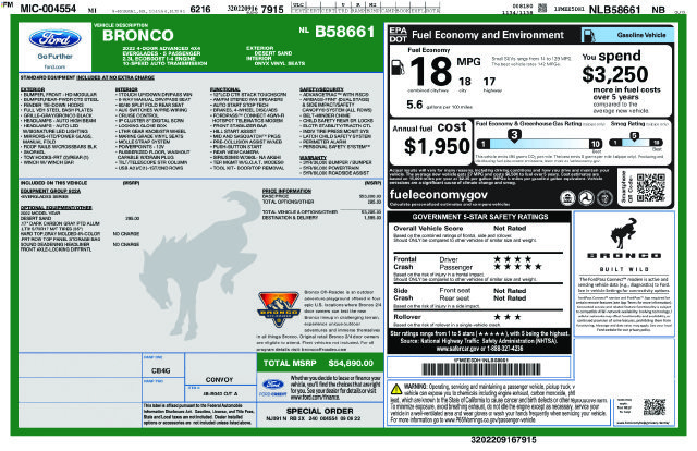 Used 2022 Ford Bronco Everglades AWD/4WD image 32
