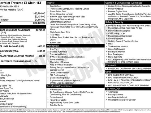 Used 2021 Chevrolet Traverse LT image 3