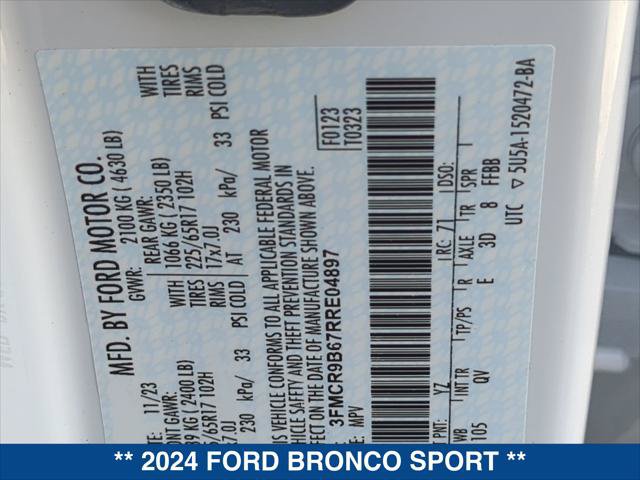 Certified 2024 Ford Bronco Sport Big Bend w/ Convenience Package AWD/4WD image 24