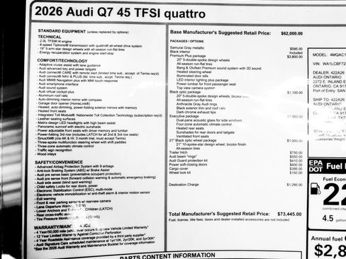 New 2026 Audi Q7 2.0T Premium Plus AWD/4WD image 34