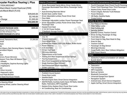 Used 2018 Chrysler Pacifica Touring-L Plus w/ S Appearance Package FWD image 4