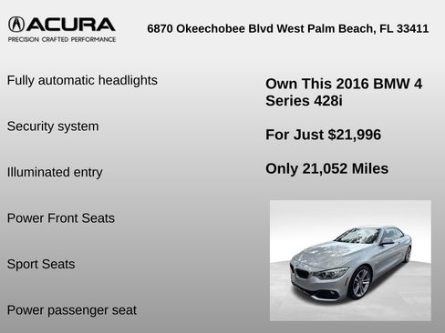 Used 2016 BMW 428i Convertible RWD image 12