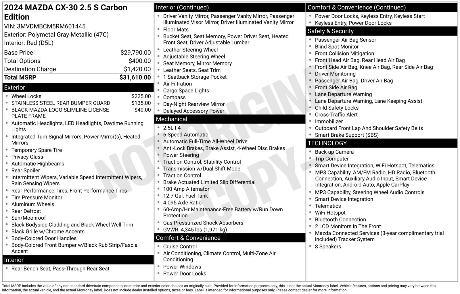 Certified 2024 MAZDA CX-30 AWD 2.5 S w/ Preferred Package image 39