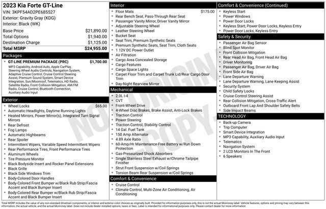 Used 2023 Kia Forte GT-Line w/ GT-Line Premium Package FWD image 7