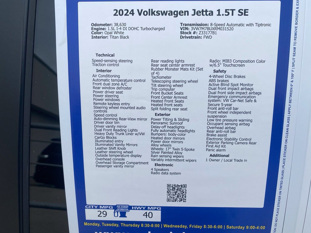 Used 2024 Volkswagen Jetta SE w/ Panoramic Sunroof Package FWD image 22