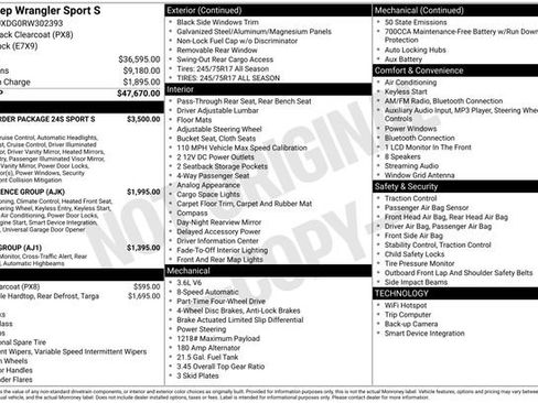 New 2024 Jeep Wrangler Sport S image 16
