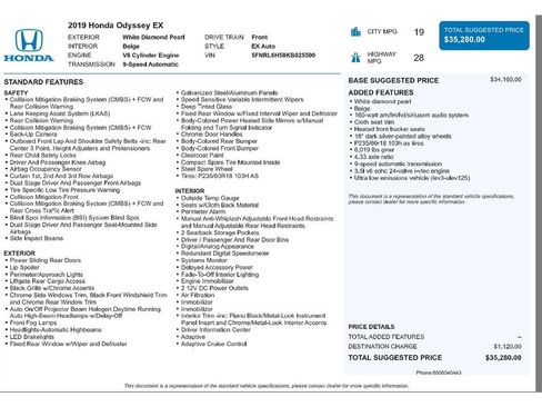 Used 2019 Honda Odyssey EX image 3