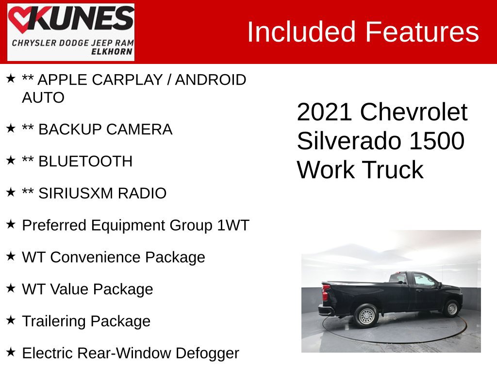 Used 2021 Chevrolet Silverado 1500 W/T w/ WT Value Package AWD/4WD image 2