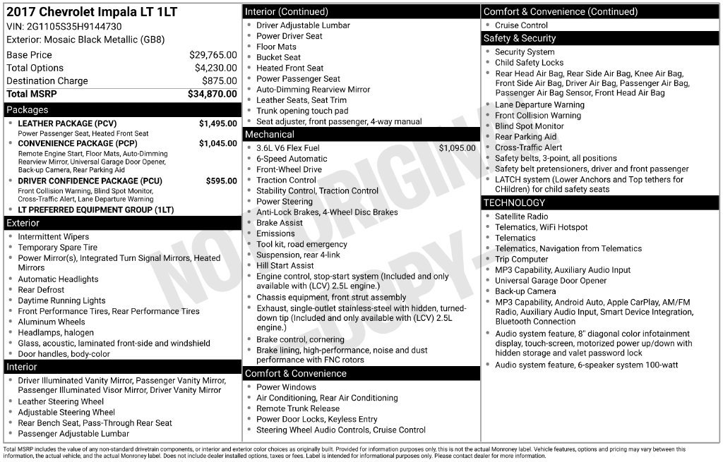 Used 2017 Chevrolet Impala LT w/ Leather Package FWD image 5