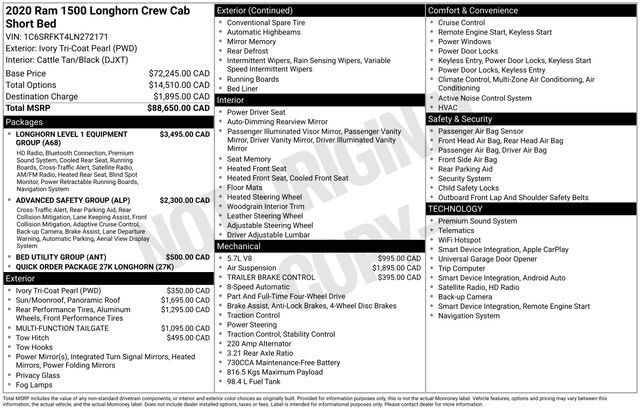 Used 2020 RAM 1500 Longhorn AWD/4WD image 60