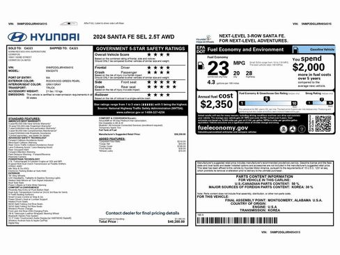 Used 2024 Hyundai Santa Fe SEL image 2