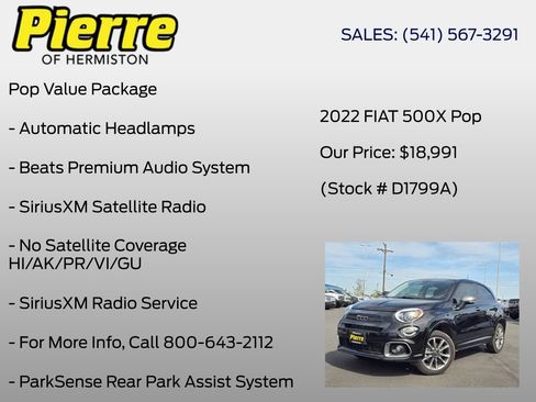 Used 2022 FIAT 500X Pop w/ Sport Appearance Package image 18