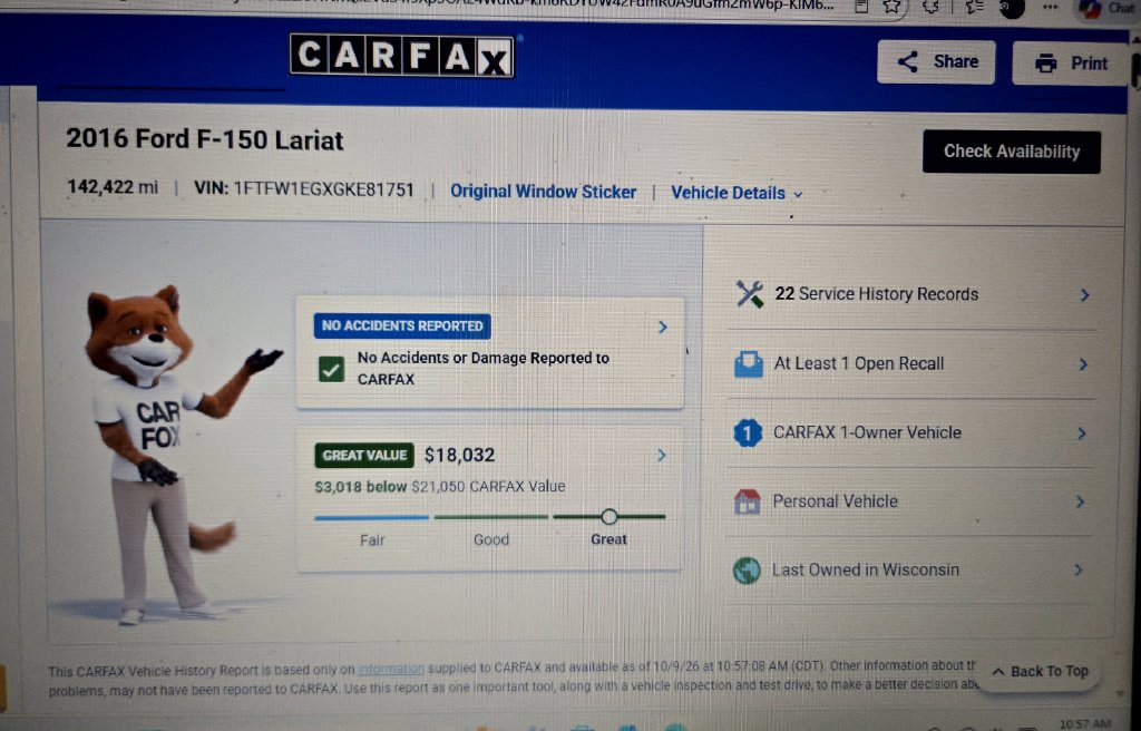 Used 2016 Ford F150 Lariat w/ Equipment Group 502A Luxury AWD/4WD image 12