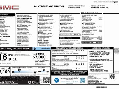 New 2026 GMC Yukon XL Elevation w/ LPO, Floor Liner Package