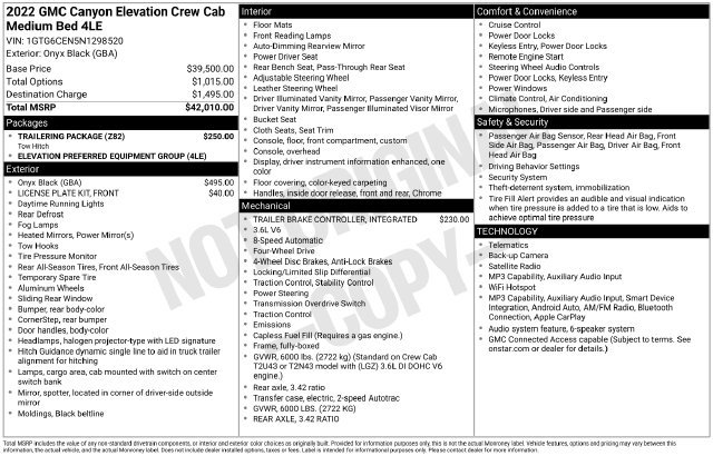 Used 2022 GMC Canyon Elevation w/ Trailering Package AWD/4WD image 1