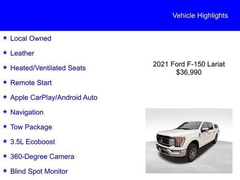 Used 2021 Ford F150 Lariat w/ Trailer Tow Package AWD/4WD image 2