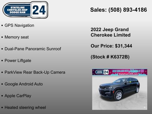 Certified 2022 Jeep Grand Cherokee Limited AWD/4WD image 6