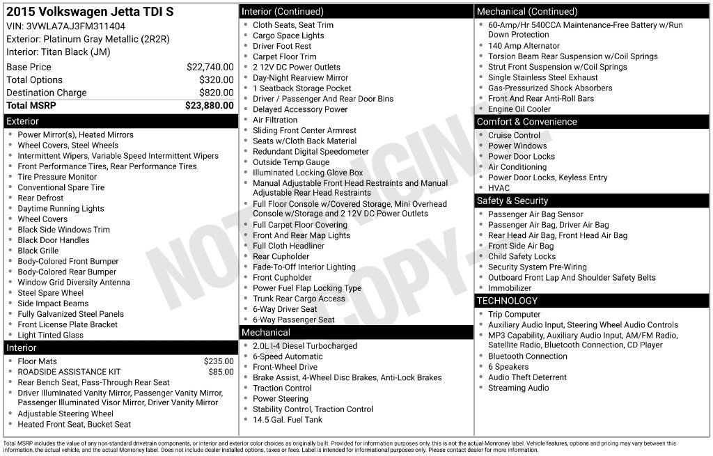 Used 2015 Volkswagen Jetta TDI S FWD image 2