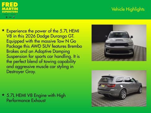 New 2026 Dodge Durango GT w/ Tow 'N Go Package AWD/4WD image 8