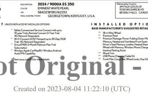 Used 2024 Lexus ES 350 w/ Premium Package image 2