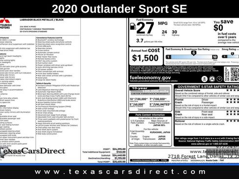 Used 2020 Mitsubishi Outlander Sport SE image 9