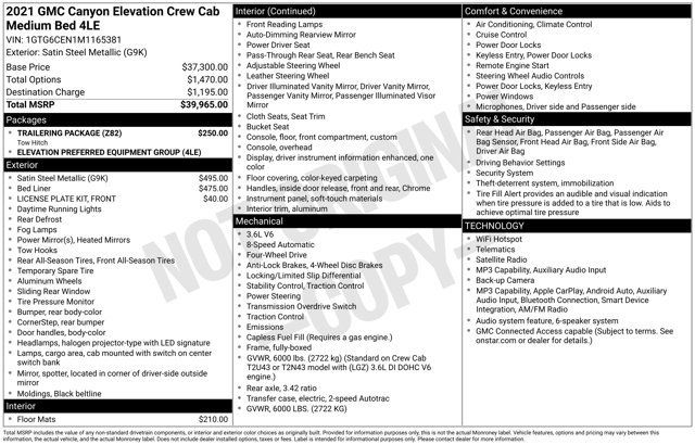 Certified 2021 GMC Canyon Elevation w/ Trailering Package AWD/4WD image 24