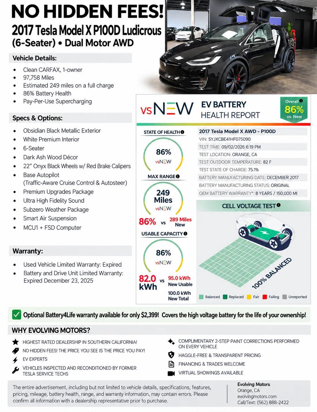 Used 2017 Tesla Model X P100D AWD/4WD image 2
