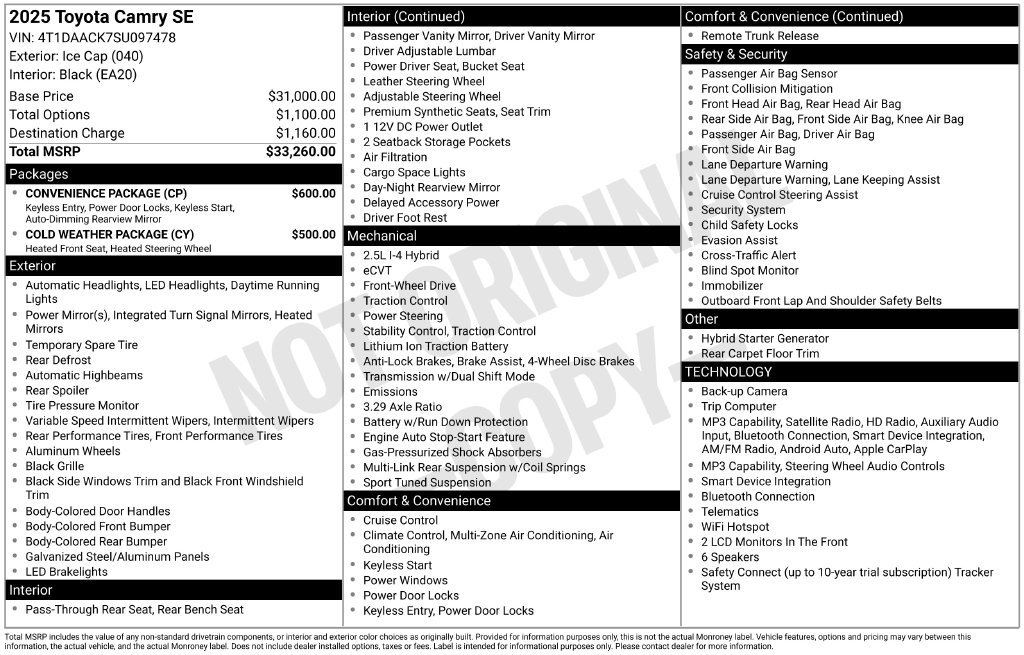 Used 2025 Toyota Camry SE w/ Convenience Package FWD image 25