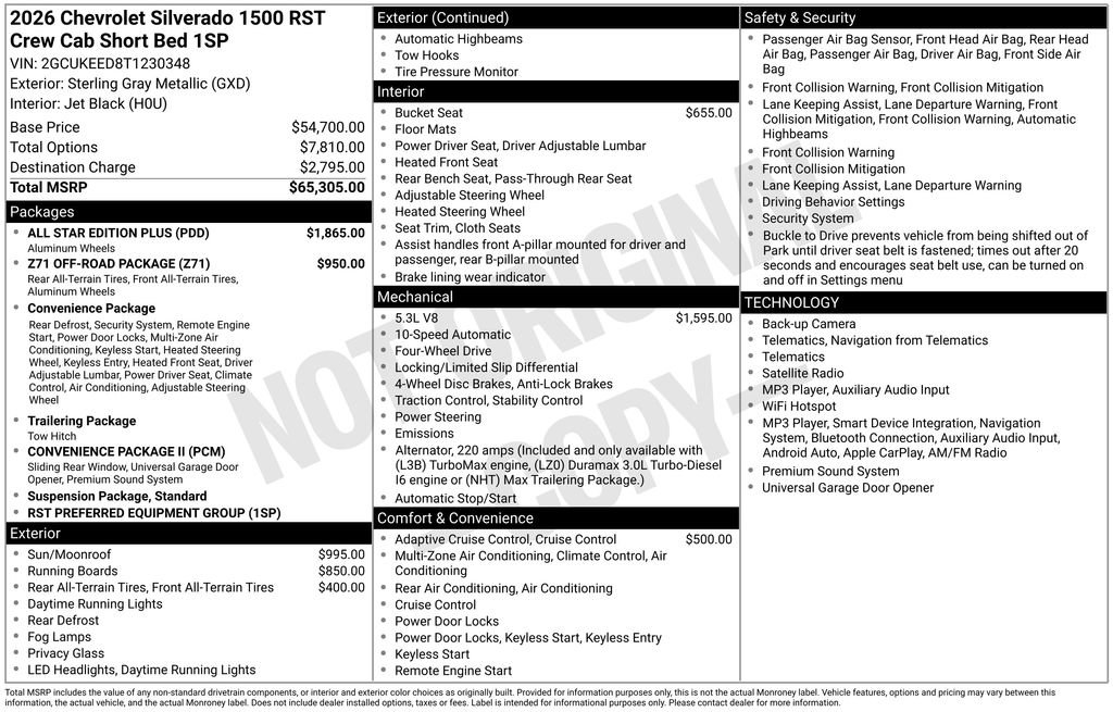 New 2026 Chevrolet Silverado 1500 RST w/ All Star Edition Plus AWD/4WD image 6