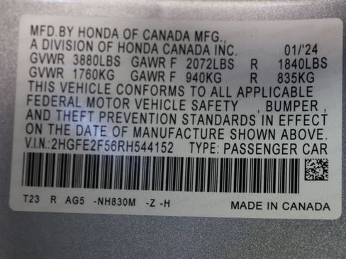 Certified 2024 Honda Civic Sport image 28