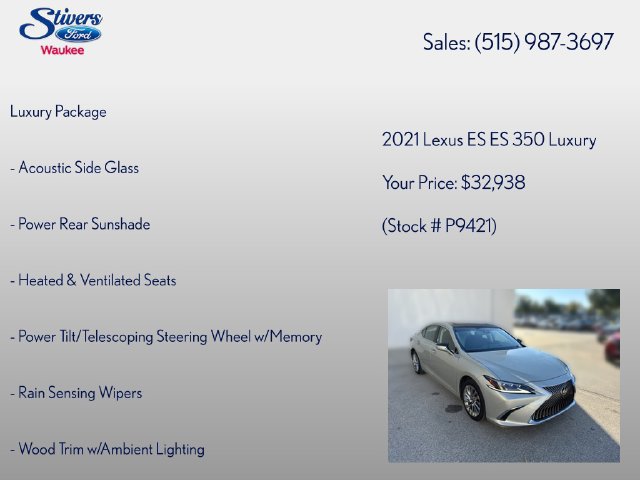 Used 2021 Lexus ES 350 w/ Accessory Package 2 FWD image 8