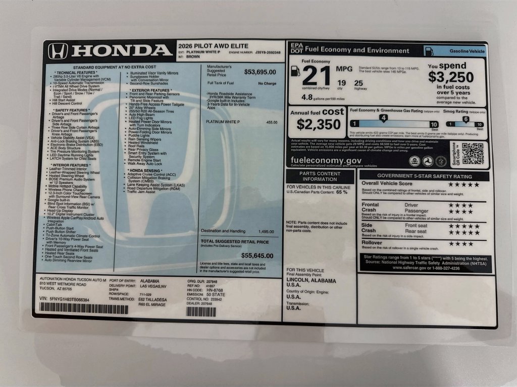 New 2026 Honda Pilot Elite image 9
