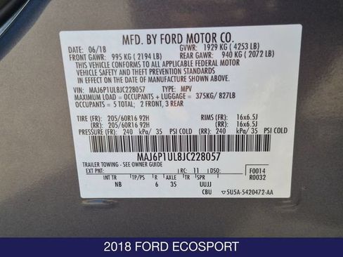 Used 2018 Ford EcoSport SE w/ SE Convenience Package AWD/4WD image 28