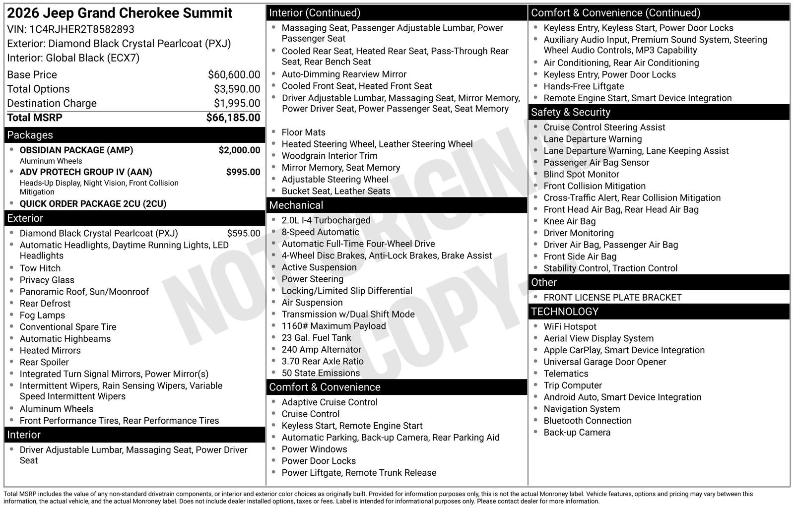 New 2026 Jeep Grand Cherokee Summit w/ Obsidian Package AWD/4WD image 30
