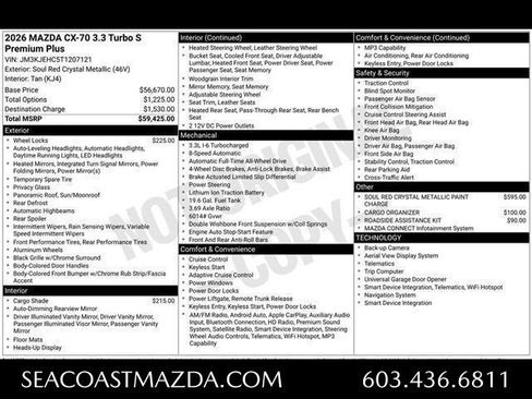 New 2026 MAZDA CX-70 3.3 Turbo S w/ Premium Plus AWD/4WD image 16