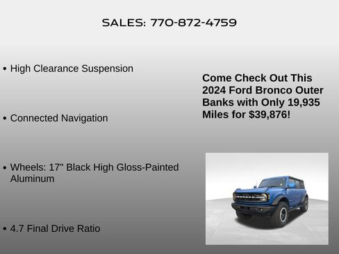 Used 2024 Ford Bronco Outer Banks w/ Sasquatch Package image 20