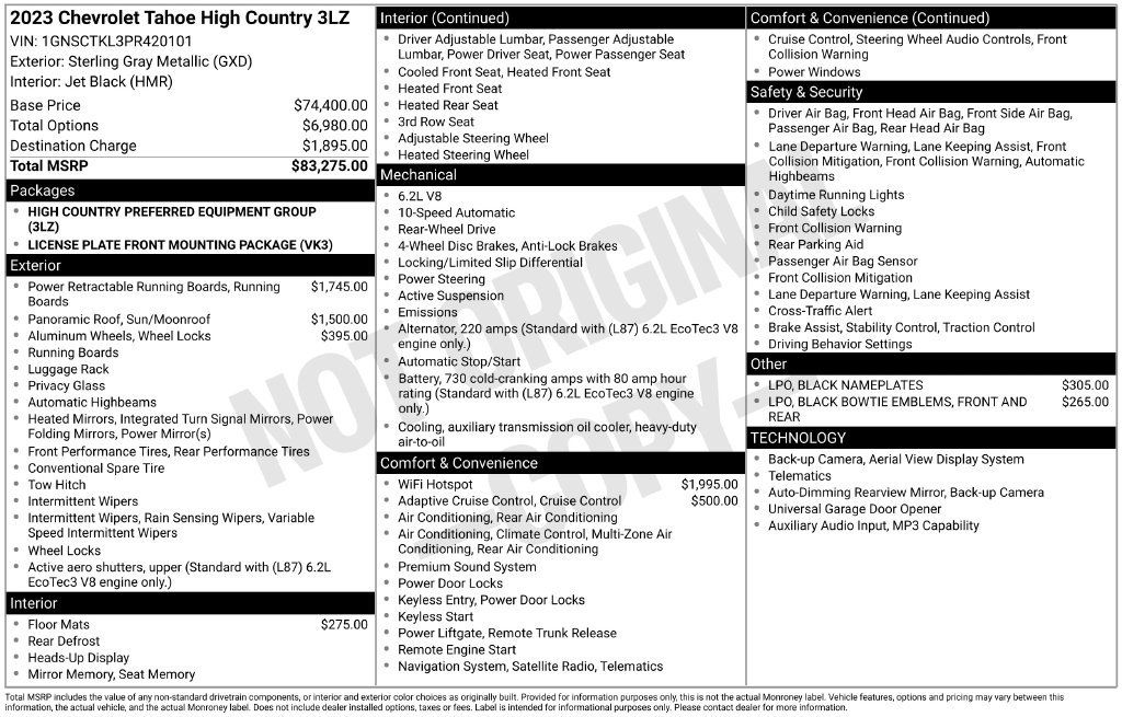 Used 2023 Chevrolet Tahoe High Country RWD image 10