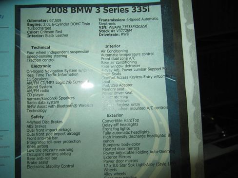 Used 2008 BMW 335i Convertible w/ Premium Pkg RWD image 24