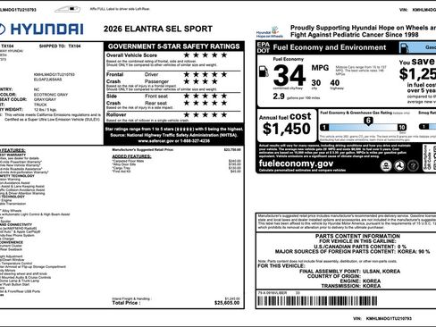 Certified 2026 Hyundai Elantra Sport FWD image 3