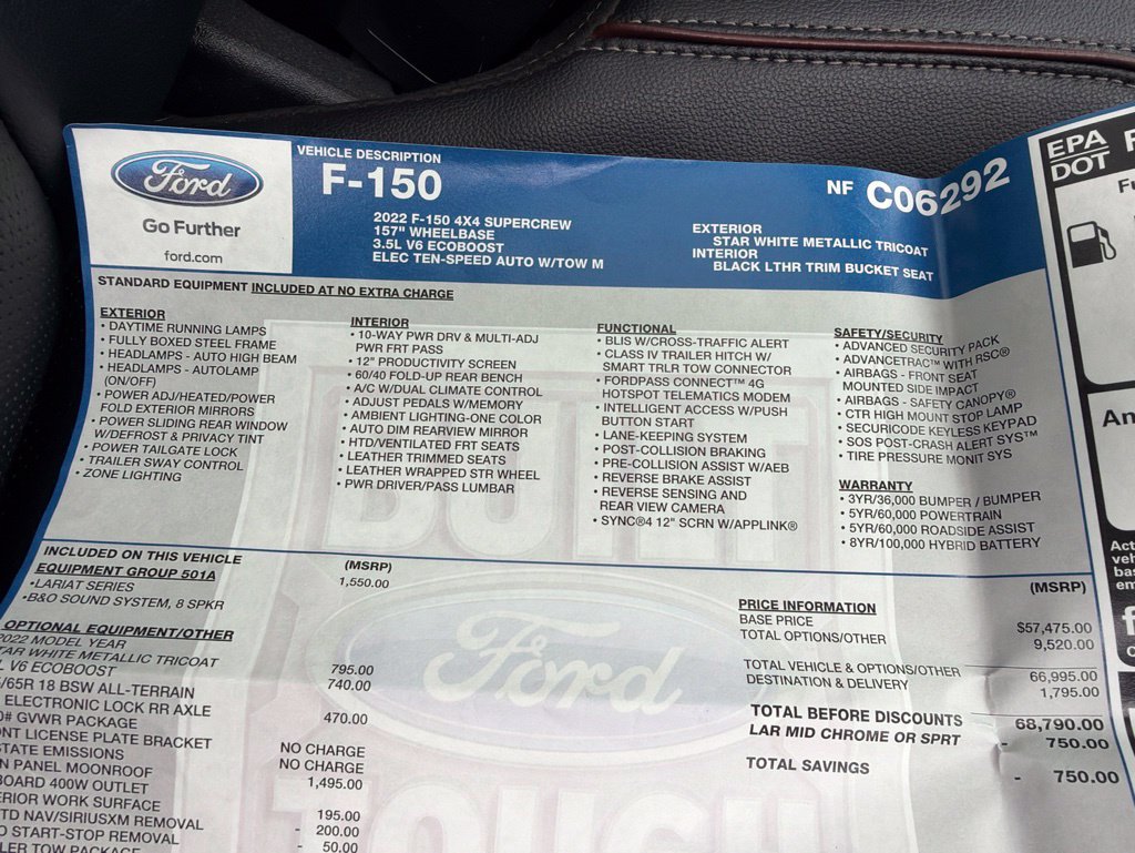 Used 2022 Ford F150 Lariat AWD/4WD image 48