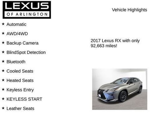 Used 2017 Lexus RX 350 F Sport w/ Cold Weather Package AWD/4WD image 8
