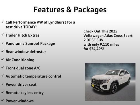 Used 2025 Volkswagen Atlas Cross Sport SE w/ Panoramic Sunroof Package FWD image 4