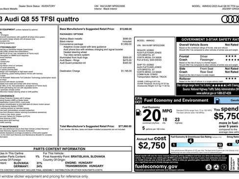 Used 2023 Audi Q8 Premium w/ Convenience Package AWD/4WD image 2