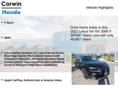 Used 2021 Lexus NX 300h AWD F Sport w/ Comfort Package image 6