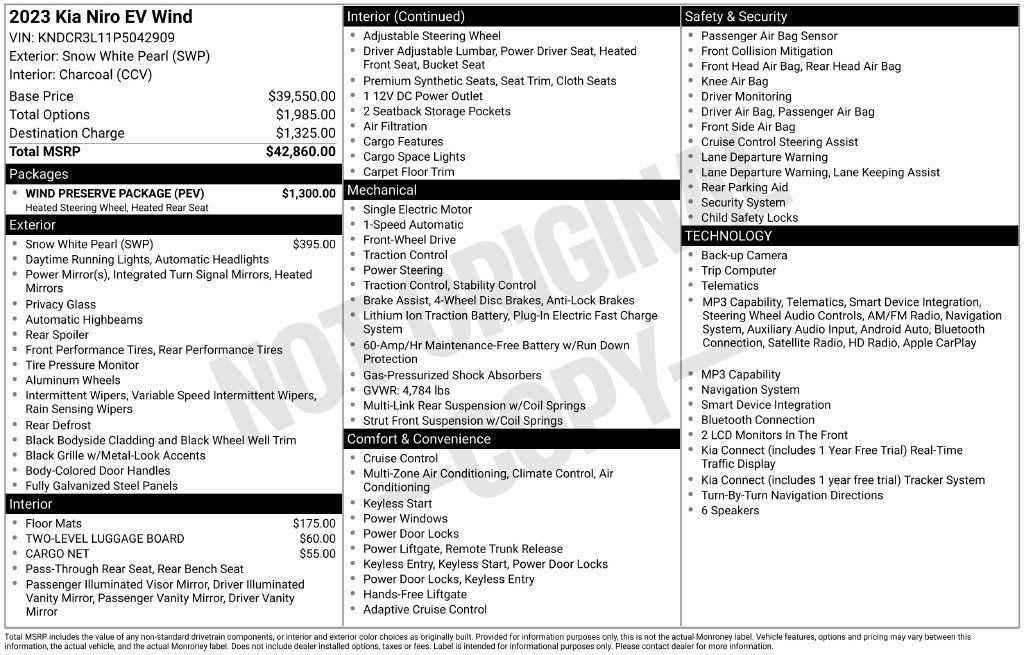 Used 2023 Kia Niro Wind w/ Wind Preserve Package FWD image 10