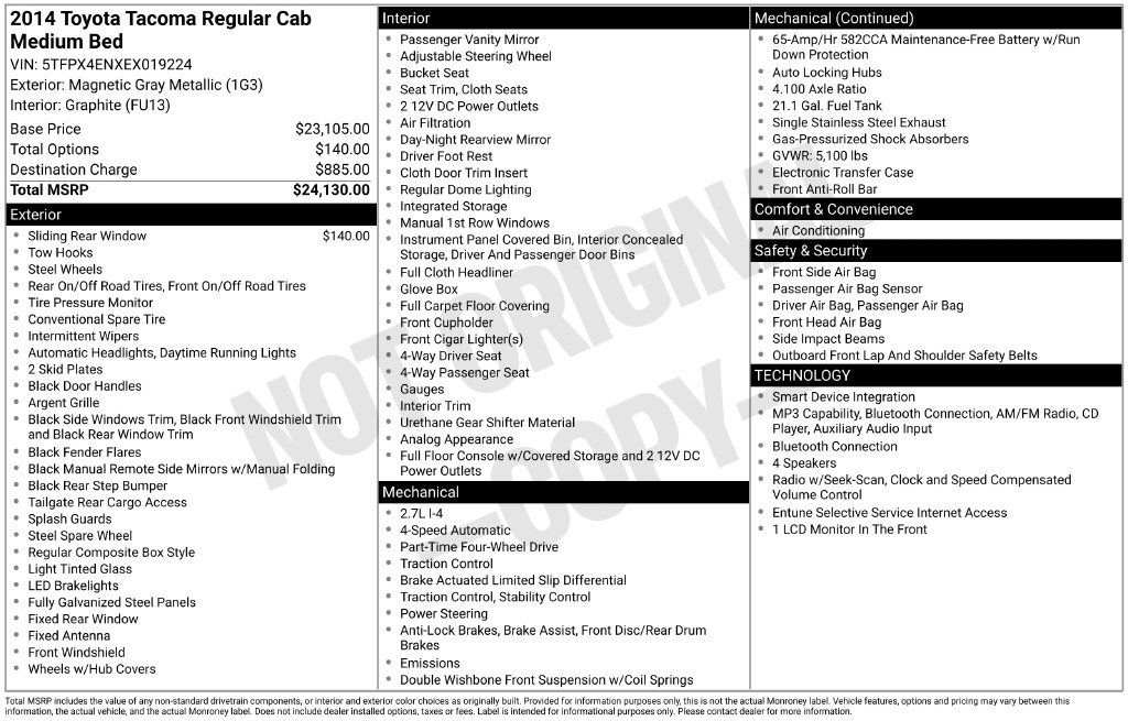 Used 2014 Toyota Tacoma 4x4 Regular Cab image 19