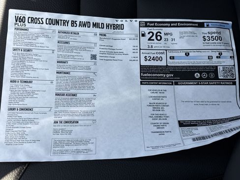 New 2026 Volvo V60 B5 Cross Country Plus w/ Protection Package Premier image 30