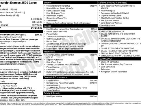 New 2025 Chevrolet Express 2500 w/ Driver Convenience Package RWD image 3