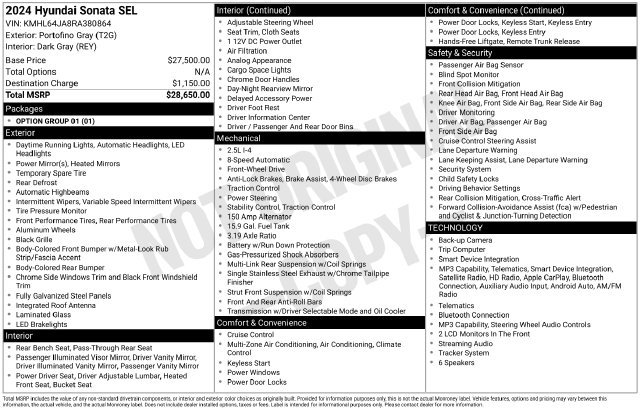 Used 2024 Hyundai Sonata SEL FWD image 3