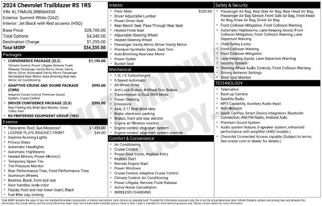 Certified 2024 Chevrolet TrailBlazer RS w/ Convenience Package AWD/4WD image 11